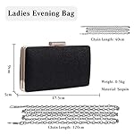 Damen Clutch Abendtasche mit Pailletten Clutch Tasche mit Kette Glitter Handtasche Glänzend Schultertasche Modisch Portemonnaie Tasche für Hochzeit Cocktailparty Tanzparty Geburtstag Schwarz – Bild 3