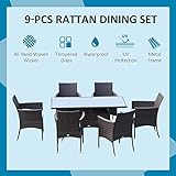 Outsunny Rattan Garden Furniture Dining Set 6-seater Patio Rectangular Table Cube Chairs Outdoor Fire Retardant Sponge Brown - Image 3