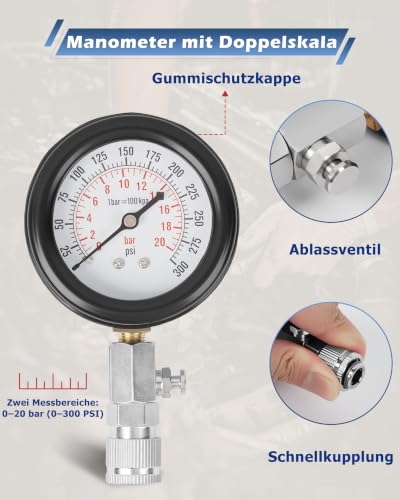 Foto von DAYUAN Kompressionsprüfer Set Kompressionstester M10-M18 20 bar/300 psi