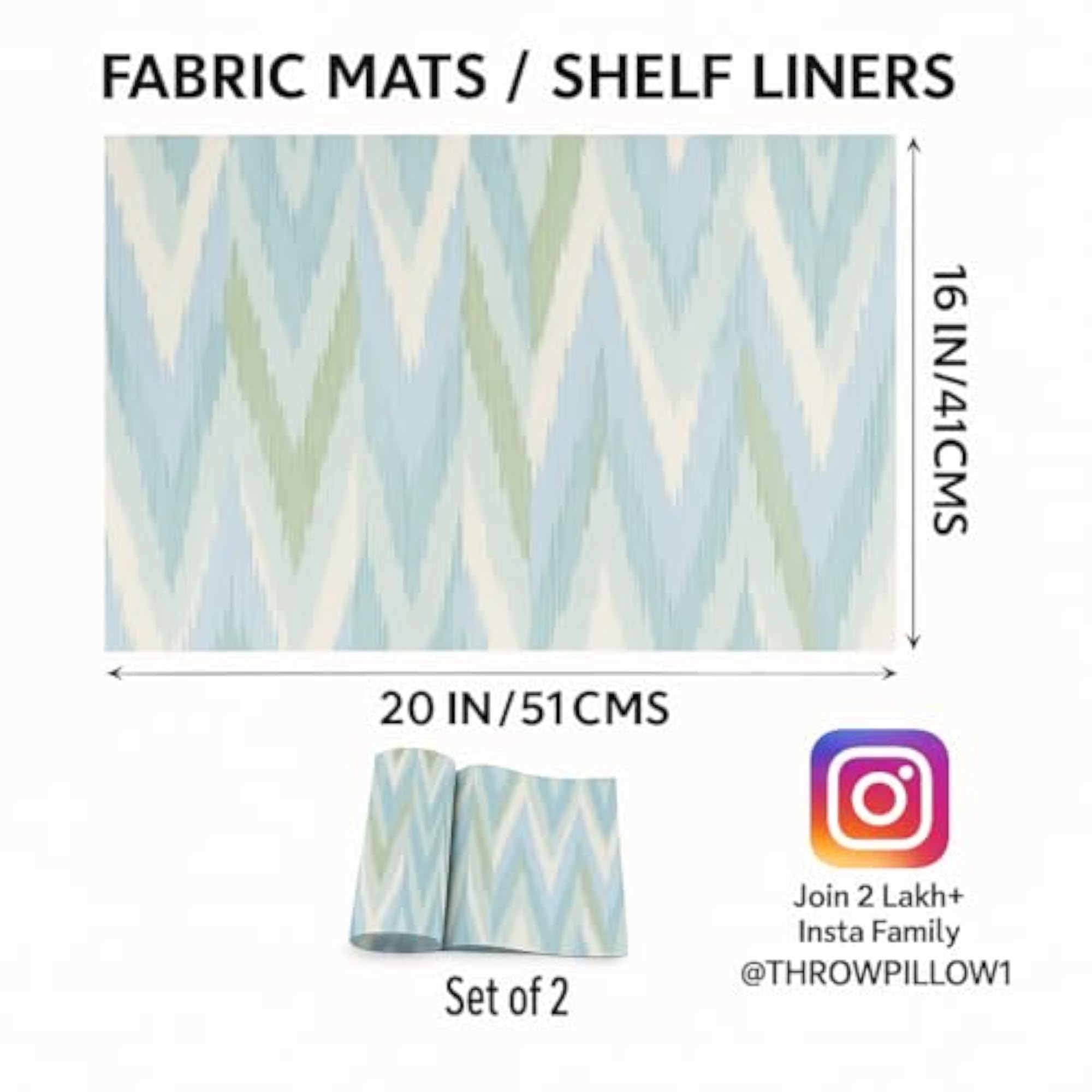 Aqua Blue Fabric Mats Shelf Liners, Machine Washable