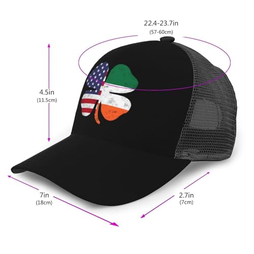 Irish American Flag Mesh Baseball Cap - Classic Adjustable Peaked Cap, Trucker Hat for Men and Women3