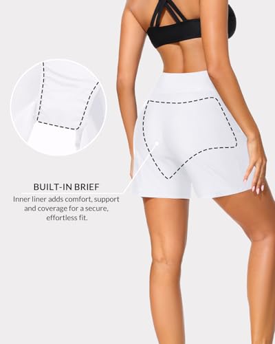 Image of Yonique Womens Swim Shorts Bathing Suits Bottoms Swimsuit Bottoms(Available in Plus)