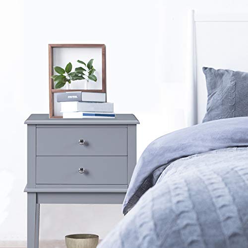 Conifferism Grey Nightstand With 2 Drawers Tall 28", Wood Modern End Table Storage Shelf For Living Room, Large Bed Side Table For Bedrooms #TOP6
