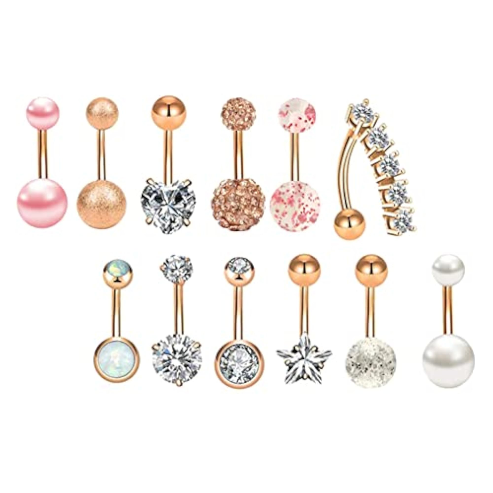 12Pcs Belly Button Rings Piercing Jewelry, Body Jewelry Set