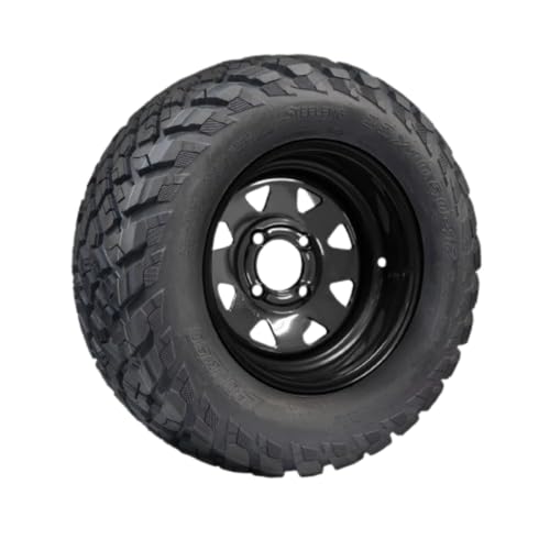 12\" Black Steel Wheels & Hybrid All Terrain \"Ironclad\" Tires - Set of 4 (12\" Window Wheel - SW1201, 23x10.5-12\" - TR1217)