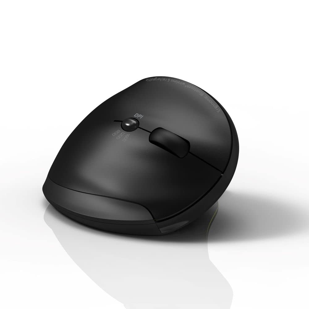 Ergonomiczna bezprzewodowa mysz Bluetooth do ładowania, czarna