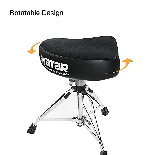 Hxw Heavy Duty Drum Throne Seat For Adult Drummers Height Adjustable And Rotatable, Cozy Flocking Surface Motorcycle Style Stool #TOP5