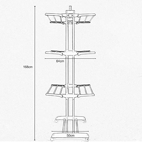Kentaly Clothes Drying Rack, 3-Tier Collapsible Rolling Dryer Clothes Hanger Adjustable Large Stainless Steel Garment Laundry Racks With Foldable Wings Indoor Outdoor #TOP4