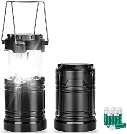 Camping Lantern,2 Pack Portable LED Camping Lamp Battery Operated Emergency Lantern with Magnetic Base and Foldable Hook for Hurricane,Emergency,Home,Shed,6 AA Batteries Included