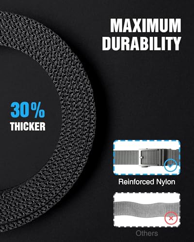 Image of CHAOREN Ratchet Belts for Men 2 Pack - Casual Web Nylon Mens Belt 1 3 /8 inch - Automatic Adjustable Buckle Fit Jeans