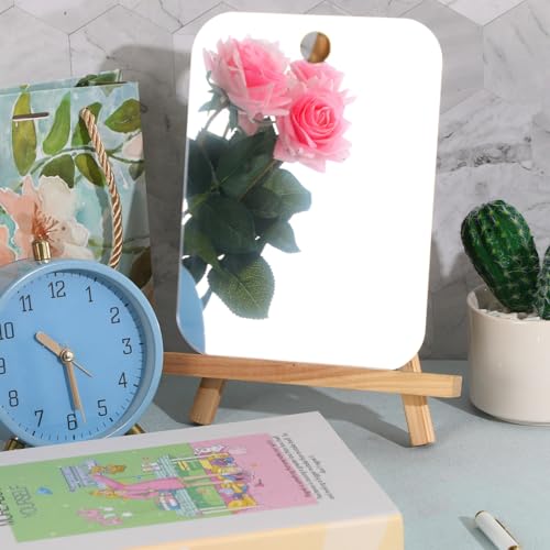 JUNEBRUSHS 2 Pack Medium Mirror for Shaving (6 × 8 inch) Fogless Shatterproof Mirror for Wall Hanging Bathroom Handheld Makeup Mirror for Men Portable Travel Camping Mirrors