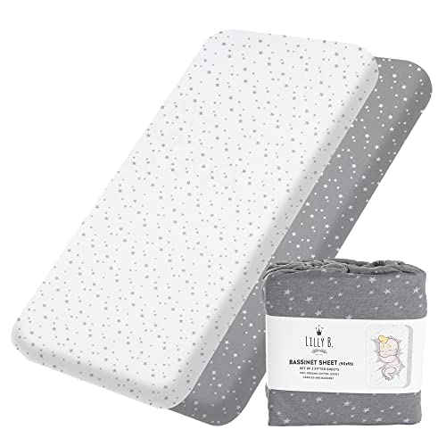 Lilly B. Organic Cotton GOTS 2 fitted sheets, Compatible Next2me, Snuzpod and All Bedside Cribs