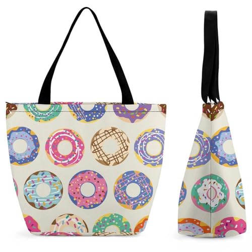 Sac de shopping pour voyage motif beignets colorés femme
