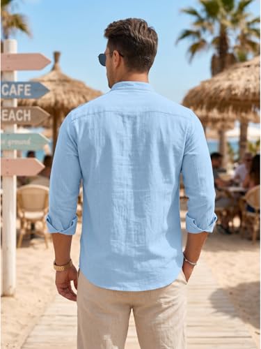 Image of DEELMO Men's Cotton Blend Mandarin Collar Self One Design Full Sleeve Casual Short Kurta