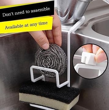Miniatura 2 de Géneric Soporte de esponja de cocina, soporte de almacenamiento duradero para fregadero pequeño, organizador de metal, organizador de fregadero,