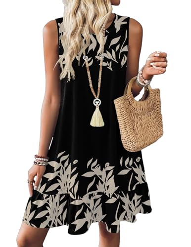 HOTOUCH Women Summer Dress Tank Beach Cover Ups T Shirt Loose Swing Dress with Pockets