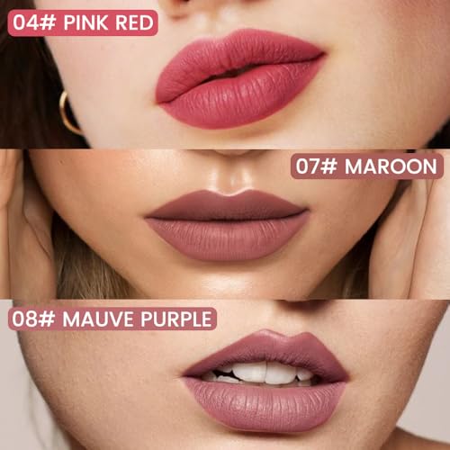 Image of 3Pcs Longwear Liquid Lip Liner Stain Marker Pen Set Long Lasting Waterproof, Pink Red Maroon Mauve Purple Matte 24 Hour Lip Liner and Lipstick Combo, Color Stay Lipliner All Day, Lip Stain peel off