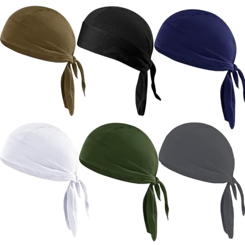 6 PCS Gorro de Bandana para Hombre, Gorra Bandana Deportiva, Pañuelos Cabeza, Hombre Skull Ciclismo, Verano, Capa de Secado Rápido, Pañuelo Pirata, Diadema