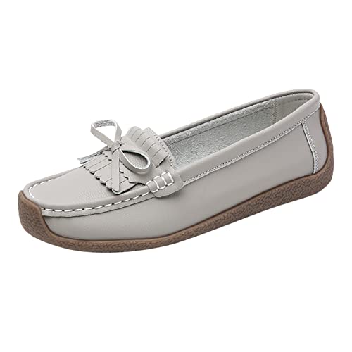 Chaussures de marche plates à pompons et loisirs d'hiver pour femme gris