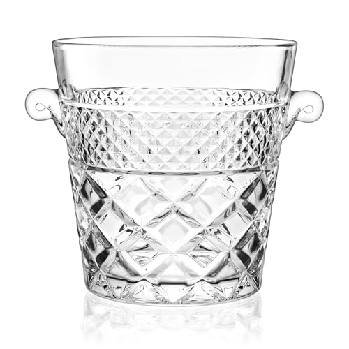 Ice Bucket Wine Bucket,Clear Glass 2 Liter Tub for Drinks and Parties, Food Grade, Perfect for Wine, Champagne or Beer Bottles