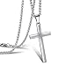 Produktbild cersaty® Kreuz kette Edelstahl Kreuzkette Kreuz Anhänger Taufgeschenke Silberfarbene Ketten für Herren Damen mit 60cm Religiöser Schmuck Christliche Halskette