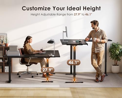 Image of OffiGo 71 Inch Reversible L Shaped Electric Standing Desk, Black