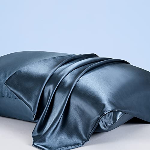 Chvonttow 5-Pieces Satin Duvet Cover Full/Queen Size Set Navy Blue Bedding Duvet Cover Sets Luxury Silky Satin Bed Set With Zipper Closure, 1 Duvet Cover + 4 Pillowcases (Navy Blue, Full/Queen) #TOP2