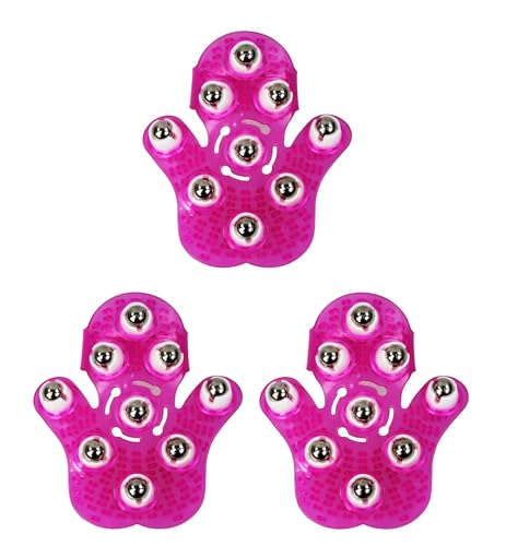 GMMH Original Gant de massage avec 9 billes pivotantes à 360°, 16 х 14 сm, Lot de 3, 16 x 14 cm