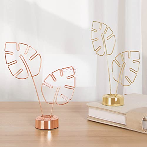 Hemoton Palm Leaves Picture Holder Card Photo Clips Holder Desk Stand For Memo Paper Note Photo Wedding Card Display Memo Stand Clamp #TOP6