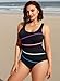 DELIMIRA Women's Striped One Piece Swimsuit Plus Size Swimwear Modest Bathing Suits Black 8-10