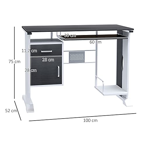 HOMCOM Computertisch Winkelschreibtisch mit Schubladen Schreibtisch Bürotisch Anti-Rutsch Metall MDF Schwarznuss+Silber… – Bild 4