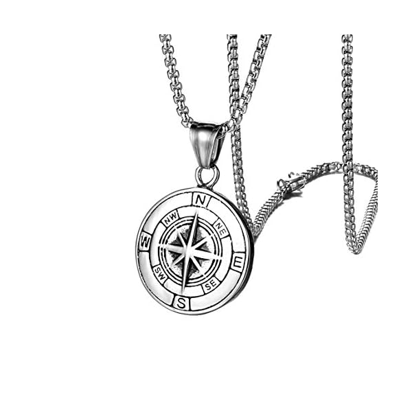 UMtrade Vintage Nautical Graduation Medal Pendant Men Women Compass Necklace Outdoor Adventure Hiking Jewelry