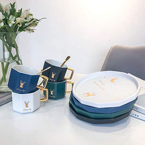 Tasse de café en céramique verte dorée 200 ml soucoupe incluse
