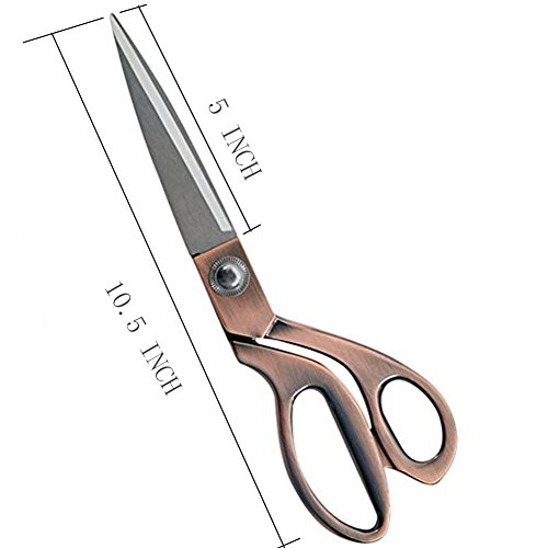 10.5 Inch Professional Heavy Duty Tailor Scissors, Sewing Multi-functional Dressmaking Shear for Fabric/Crafting/Leather Art/ect- Copper Color, Stainless Steel Material, Also Suit for Left Handed