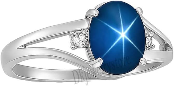 Sterling Silver Star Sapphire Ring, Oval Lab Created Gemstone, Promise Ring with Cz Diamonds, Blue And Pink Star Sapphire Ring