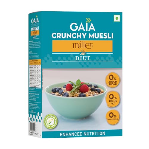 Image of Gaia Crunchy Millet Muesli | High on Proteins | Low on Cholesterol | No Trans-Fat | Sugar Free | No Preservatives | Abundance of Antioxidants? Diet 400 Gm