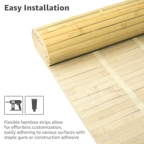 Image of Art3d 48 x 96 in Pole Wrap Natural Bamboo Wall Panel, 2-Pack, Natural