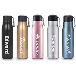 Shumei Botella de Agua de Acero Inoxidable con Grabado Personalizado con Nombre Personalizado, Regalos de Botella Deportiva Taza de Viaje lnsulada 550 ml, Diseña tu Botella de Agua