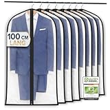 FiRiO® 8 x Premium Kleidersäcke mit Reißverschluss - Transparente Kleiderhülle für Anzug, Hemd...