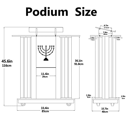 Acrylic & Mdf Podium, Pulpits For Churches, Floor-Standing Podium Stand Portable, Rolling Table Pulpits W/Casters, Deluxe Led Lighted Church Pulpit, Conference Debate Lectern W/Reading Surface (Col #TOP1