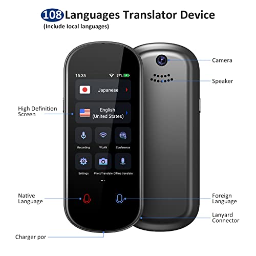 Language Translator Device Supports Offline Translation Assistance Audio Memo Camera Translation,107 Languages Two Way Translation For Travelling Learning Business #TOP1