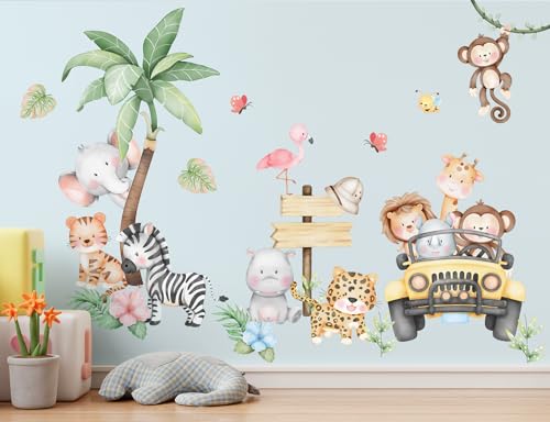 Vinilos decorativos animales de jungla 2 hojas removibles miniatura 7