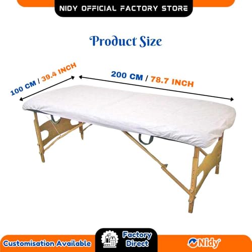 Image of Nidy Disposable Fitted Massage Table Sheets, Heavy Duty Elastic Disposable Bed Cover, Breathable Disposable Fitted Sheets for Spa White (40, 100x200CM)