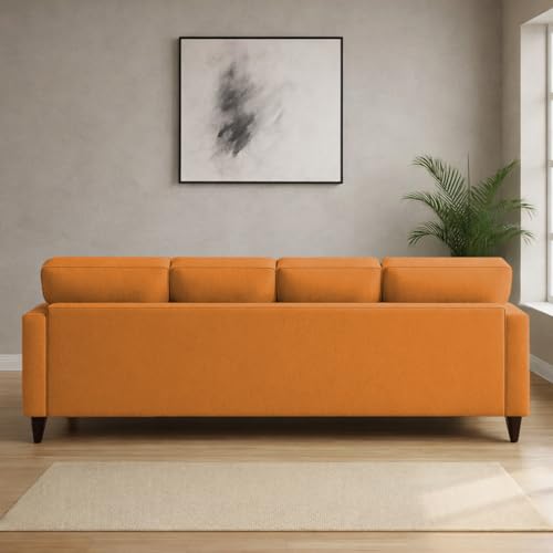 Image of Carlos RHS 4 Seater L Shape Sofa Set for Living Room & Home Office Furniture, Modern Durable Sectional Corner Sofa Couch, Premium Fabric Comfortable Seating with Strong Frame (Orange)