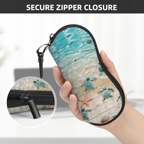 Image of Sunglasses Soft Case, Cute Ultra Light Portable Neoprene Zipper Eyeglass Glasses Case with Belt Clip for Men Women