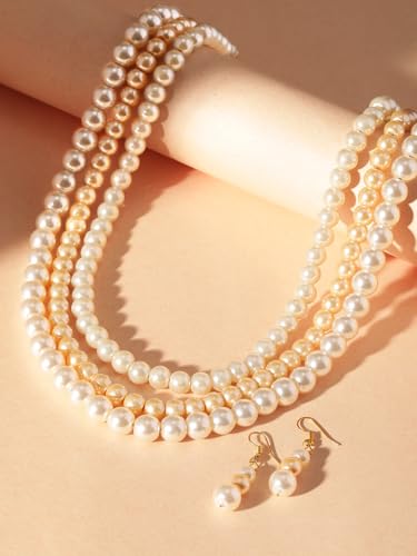 Image of Rubans Pearl Necklace Set Traditional Statement Jewellery Gift for Women & Girls