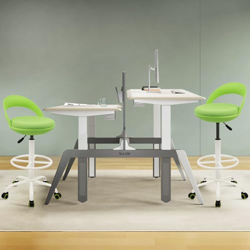 Image of KLASIKA Drafting Chair Rolling Stool Esthetician Chairs with Footrest Backrest Ergonomic Stools Swivel Adjustable Height for Salon Tattoo Spa Medical Dentist Clinic (Green,2pack)