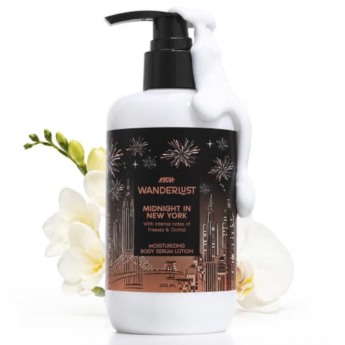 Image of Nykaa Wanderlust Midnight in New York Moisturising Body Lotion, 250 ml |Orchid & Musk | Lightweight, Long-Lasting Moisturisation| Vegan, Paraben-Free I Suitable for All Skin Types