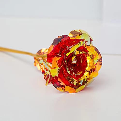 12 Pcs 24K Galaxy Rose Colorful Artificial Flowers Roses Gift,Forever Rose In Glass Dome For Women Girls Christmas Thanksgiving Valentine's Day Birthday Party Wedding Decoration,4 Colors #TOP3