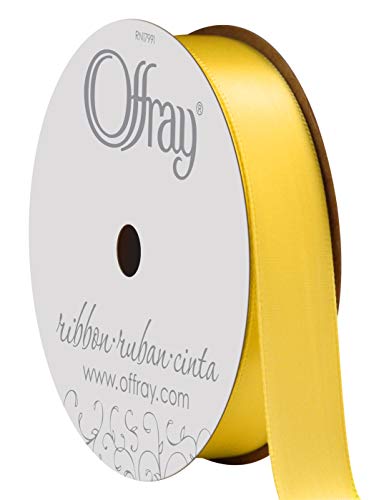 Image of Berwick 069653 5 /8 inch Wide Single Face Satin Ribbon, Lemon Yellow, 6 Yds